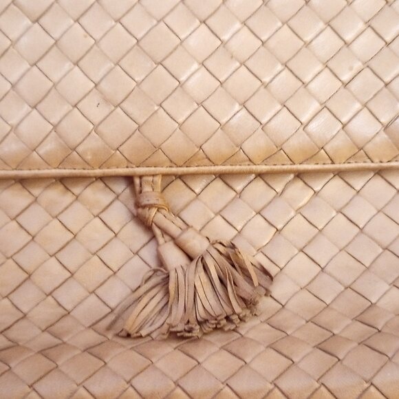 Auth Bottega Veneta Italy Intrecciato Taupe Leather Large Envelope Clutch bag - Picture 7 of 13